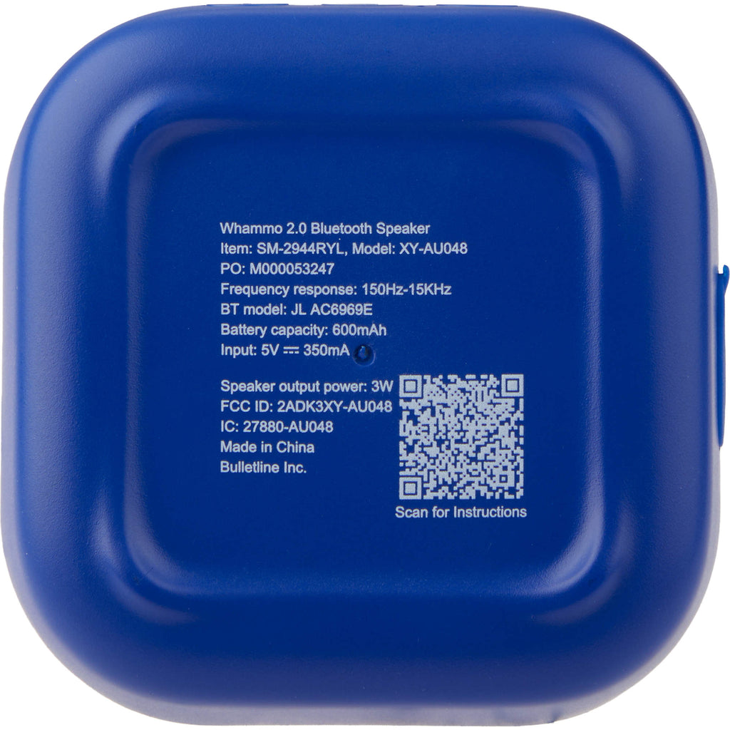 Whammo Compact Bluetooth Speaker, 3W Full Color - Royal - Back