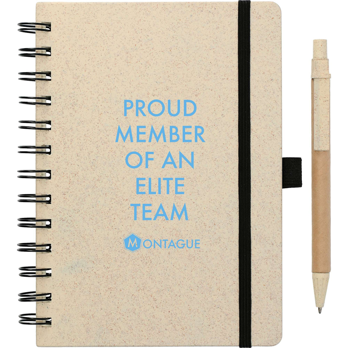 Wheat Straw Notebook with Matching Pen, 5 x 7 Inches - Beige - Front 2