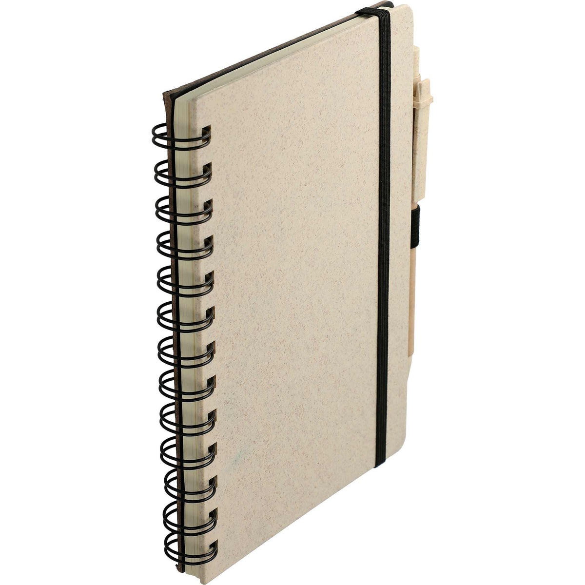 Wheat Straw Notebook with Matching Pen, 5 x 7 Inches - Beige - Right Angle 2