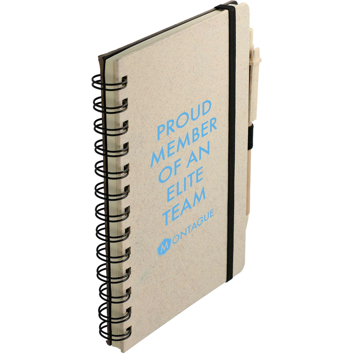 Wheat Straw Notebook with Matching Pen, 5 x 7 Inches - Beige - Right Angle