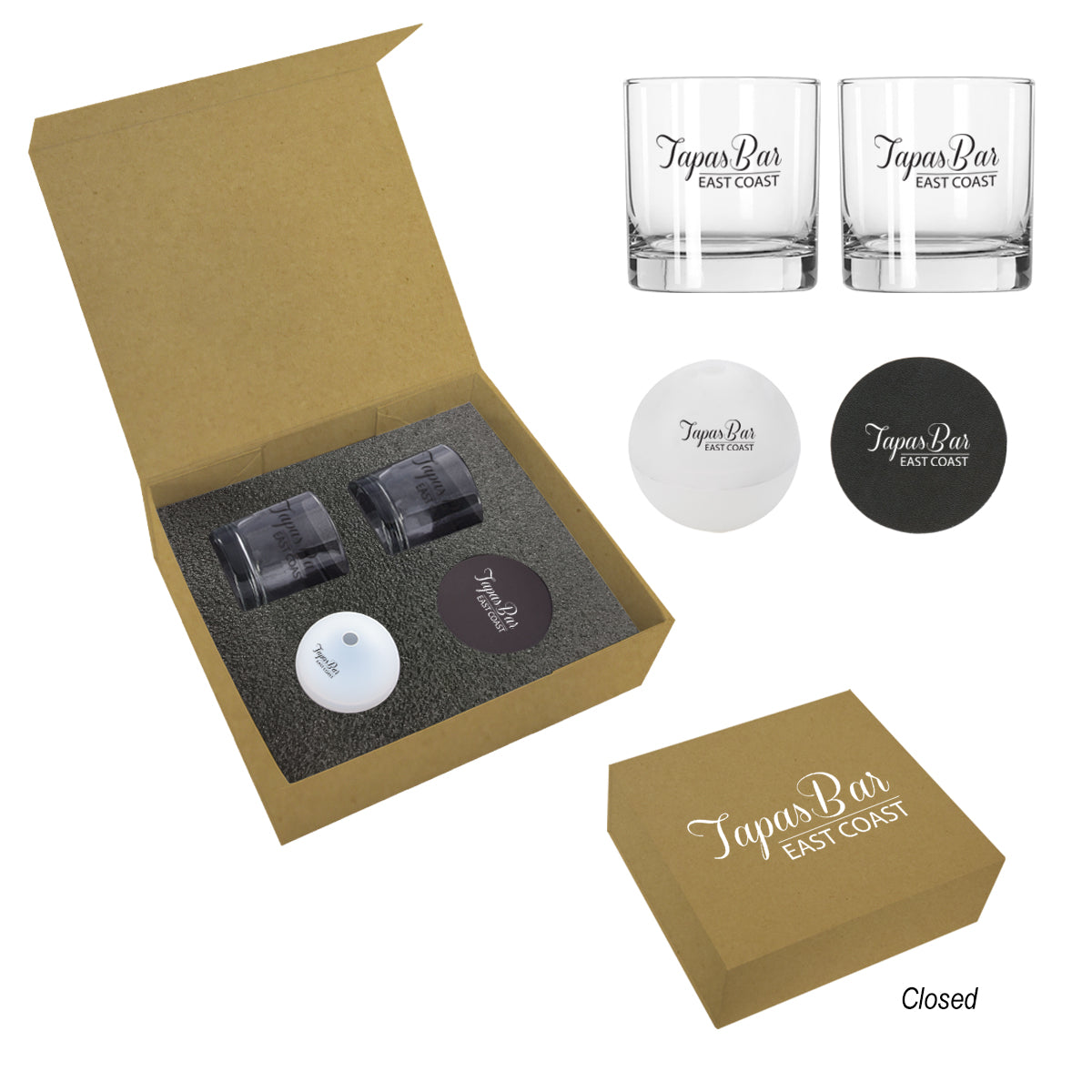 Whiskey Gift Set with Ice Spheres Debossing - Natural - Silk Screen