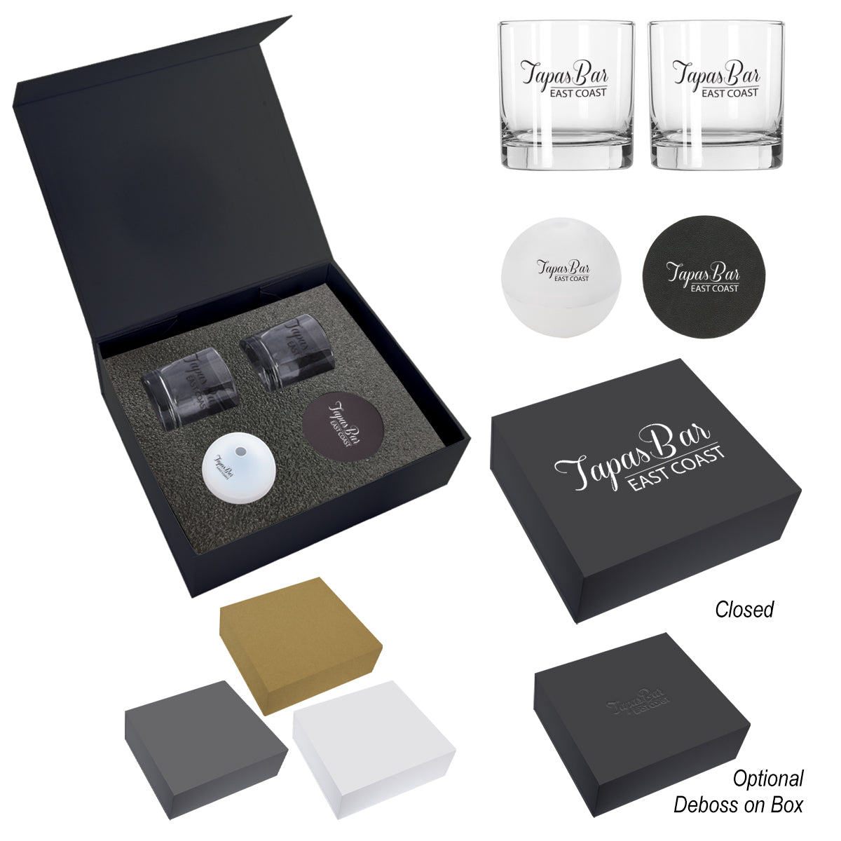 Whiskey Gift Set with Ice Spheres Debossing