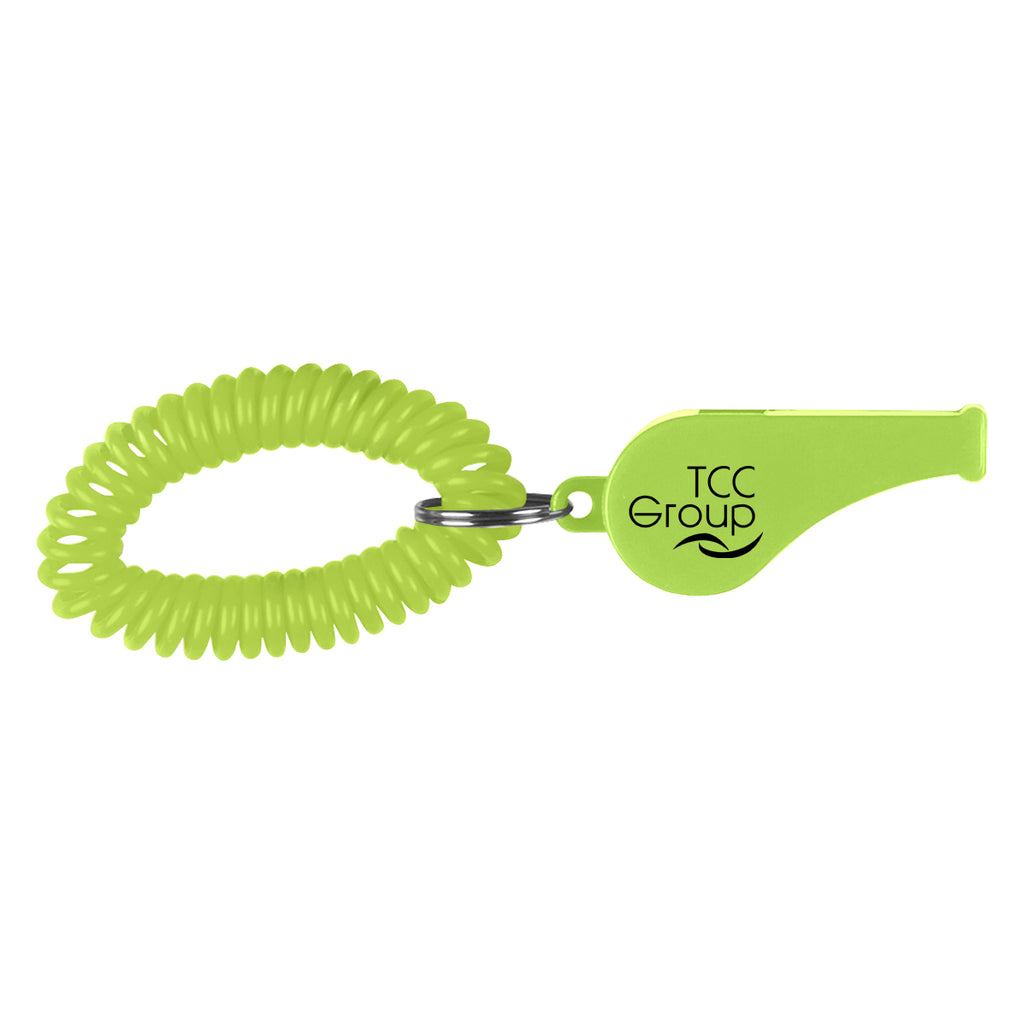 Whistle on a Coil, Recycled - Lime Green - Pad Print