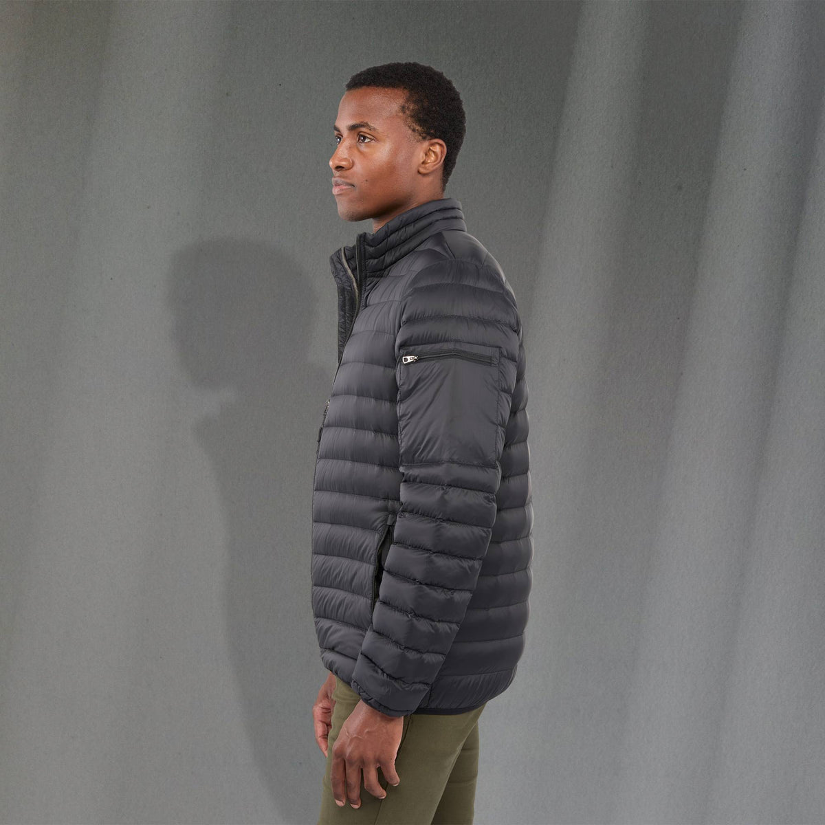 Whistler Lightweight Down Jacket for Men Embroidery - Black - Left Side On Model