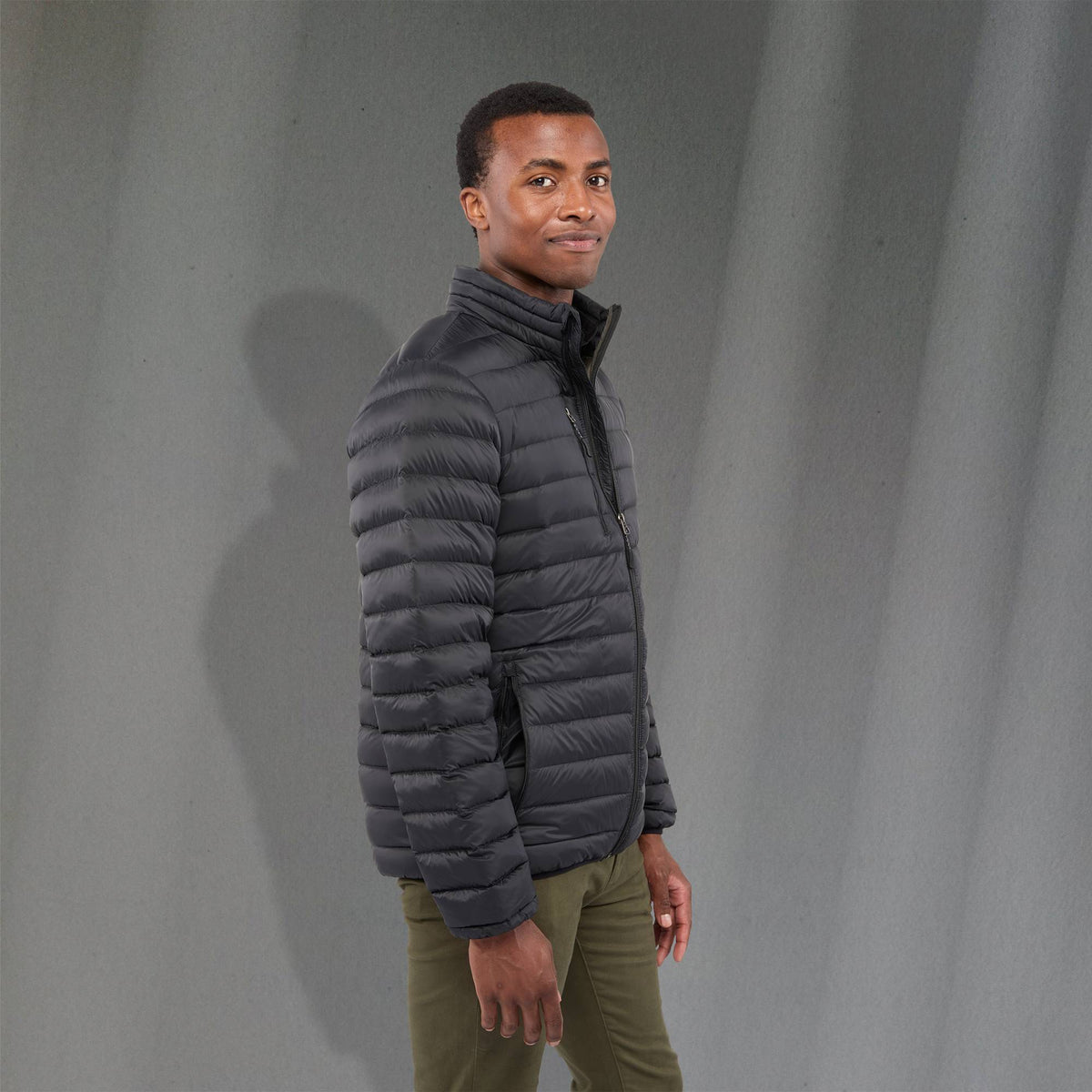 Whistler Lightweight Down Jacket for Men Embroidery - Black - Right Side On Model