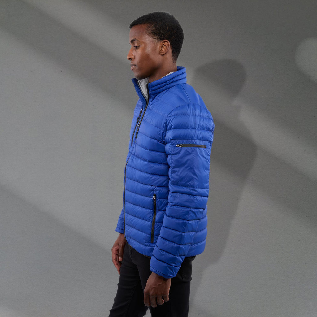 Whistler Lightweight Down Jacket for Men Embroidery - New Royal - Left Side On Model