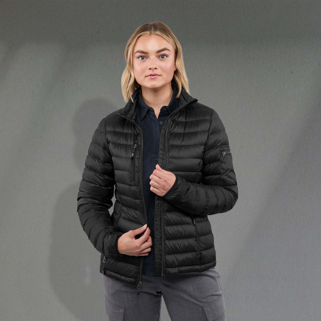 Whistler Lightweight Down Jacket for Women Embroidery - Black - Front On Model