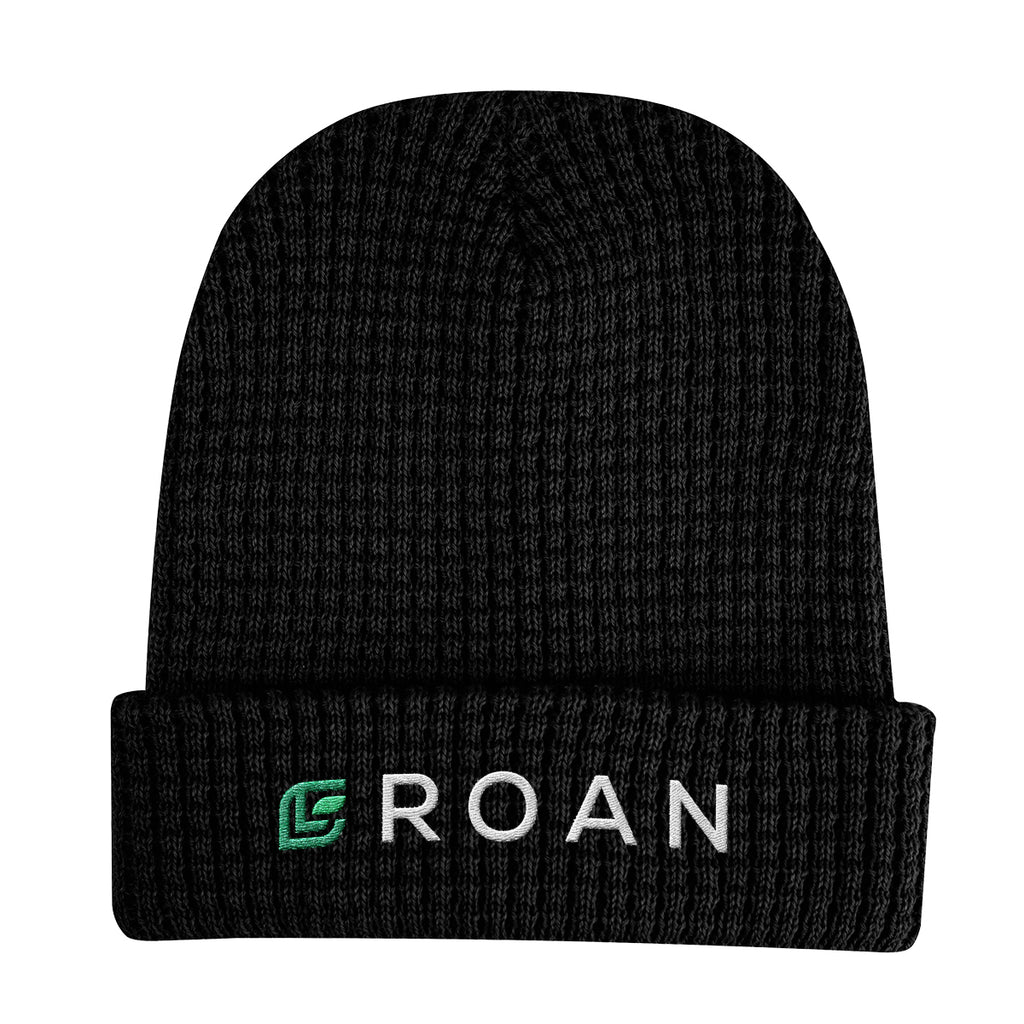 Whistler Waffle Knit Beanie in Recycled PET - Black - Embroidery