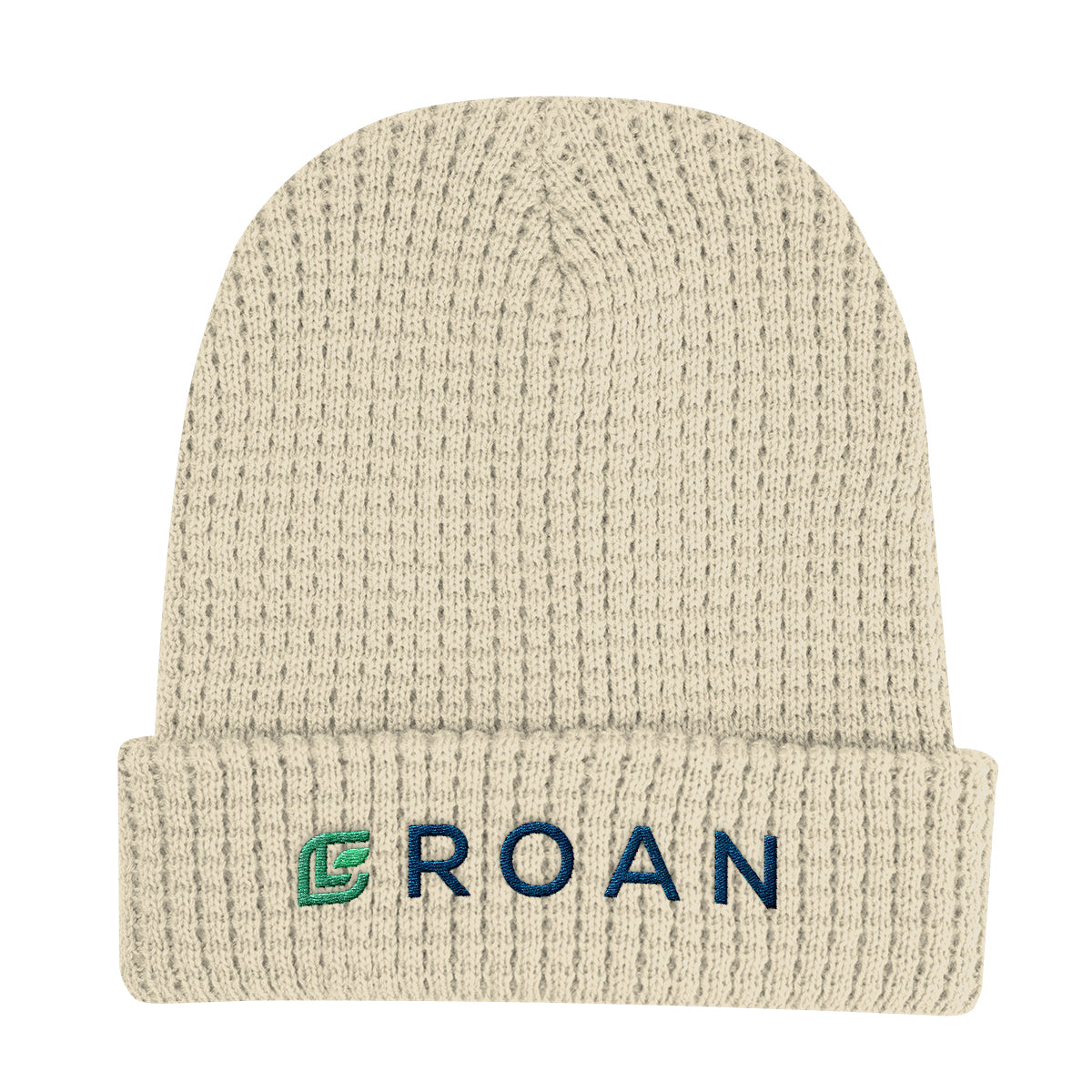 Whistler Waffle Knit Beanie in Recycled PET - Cream - Embroidery