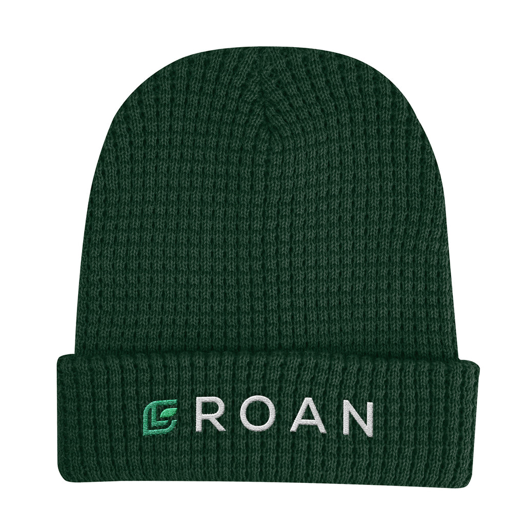Whistler Waffle Knit Beanie in Recycled PET - Forest Green - Embroidery