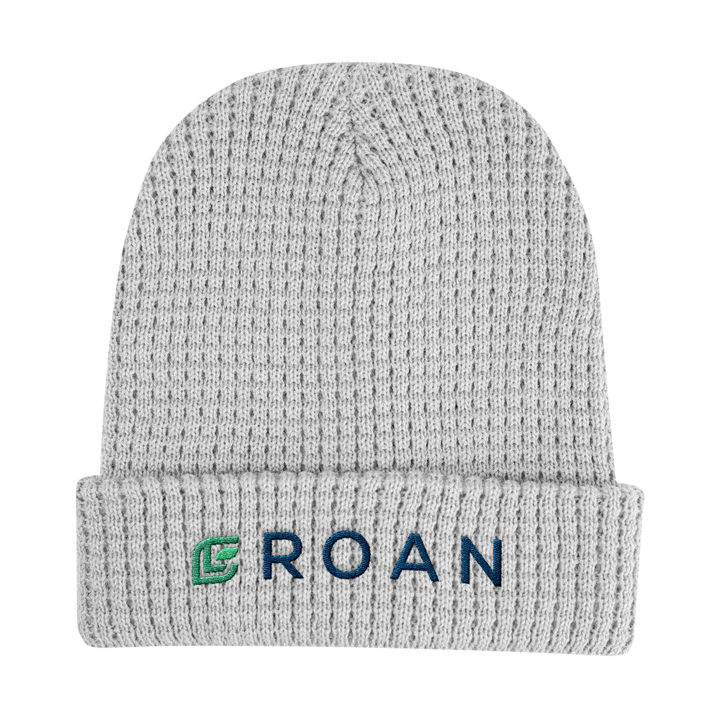 Whistler Waffle Knit Beanie in Recycled PET - Gray Navy - Embroidery