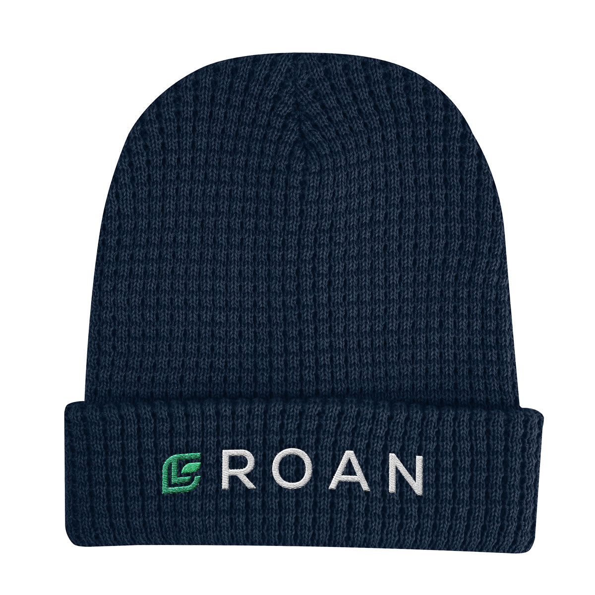 Whistler Waffle Knit Beanie in Recycled PET - Gray Navy - Embroidery