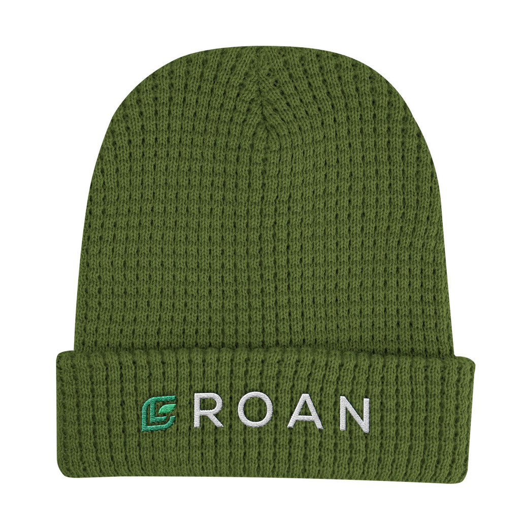 Whistler Waffle Knit Beanie in Recycled PET - Olive - Embroidery