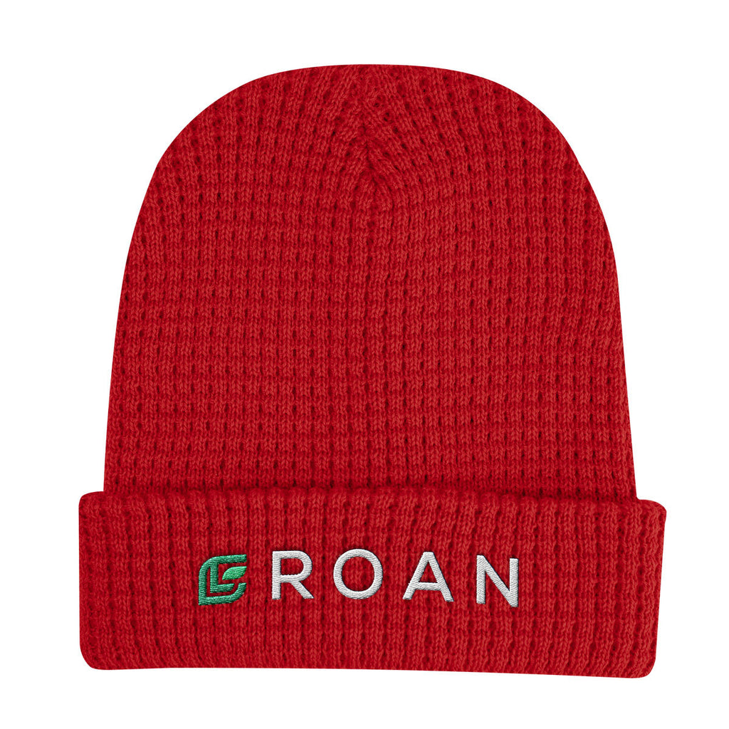 Whistler Waffle Knit Beanie in Recycled PET - Red - Embroidery