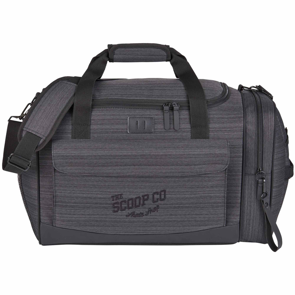 Whitby Gym Duffel Bag with Vented Shoe Pocket Transfer - Charcoal - Front