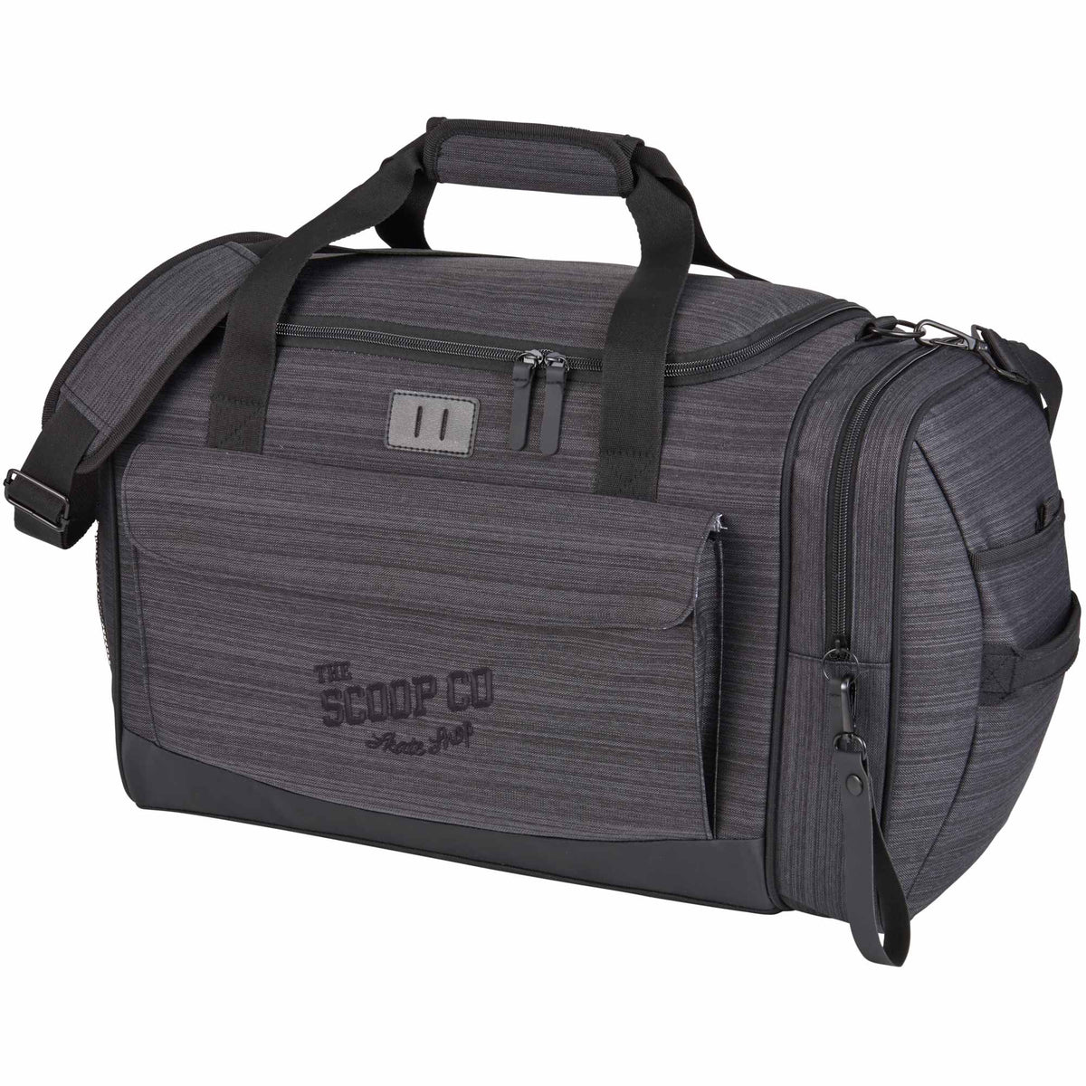 Whitby Gym Duffel Bag with Vented Shoe Pocket Transfer - Charcoal - Left Angle