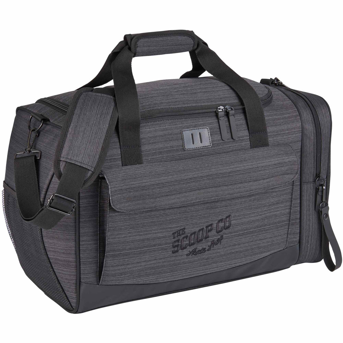 Whitby Gym Duffel Bag with Vented Shoe Pocket Transfer - Charcoal - Right Angle