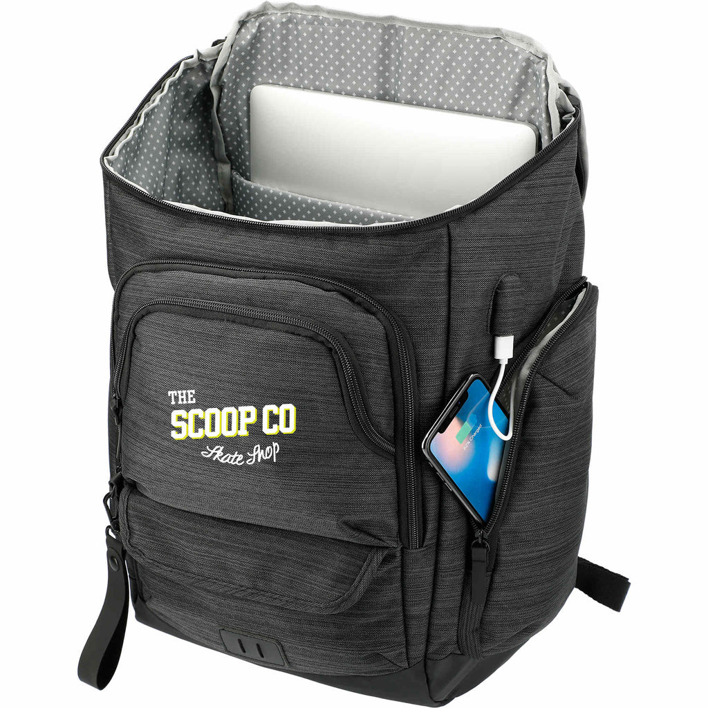 Whitby Laptop Backpack with USB Port and RFID Pocket, 15 Inch - Charcoal - Left Angle