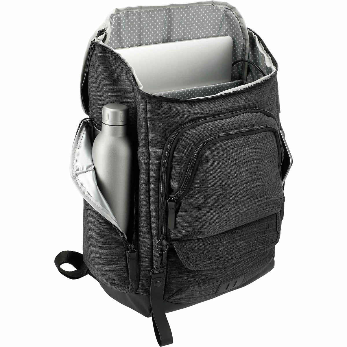 Whitby Laptop Backpack with USB Port and RFID Pocket, 15 Inch - Charcoal - Right Angle 4