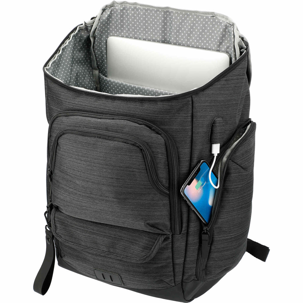 Whitby Laptop Backpack with USB Port and RFID Pocket, 15 Inch Transfer - Charcoal - Left Angle 2