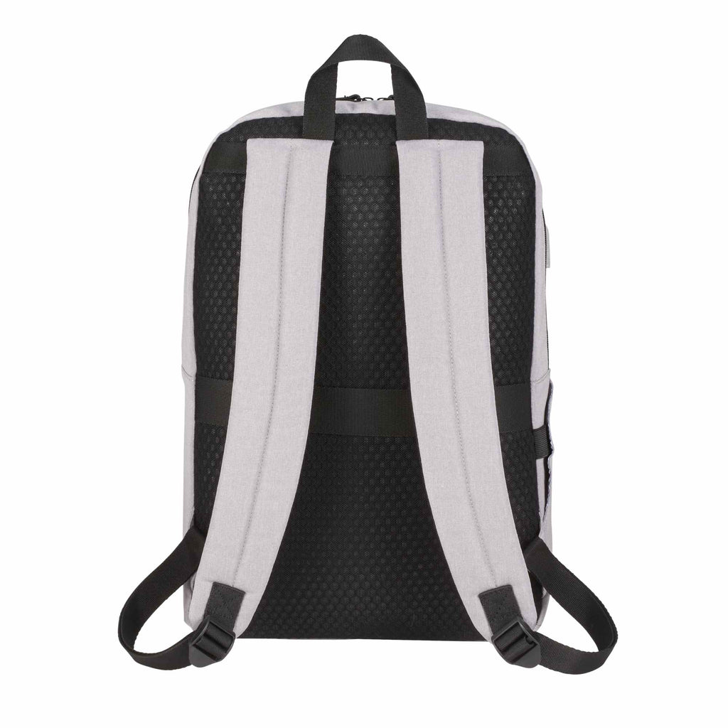 Whitby Slim Laptop Backpack with USB Port, 15 Inch Debossing - Navy/Gray - Back