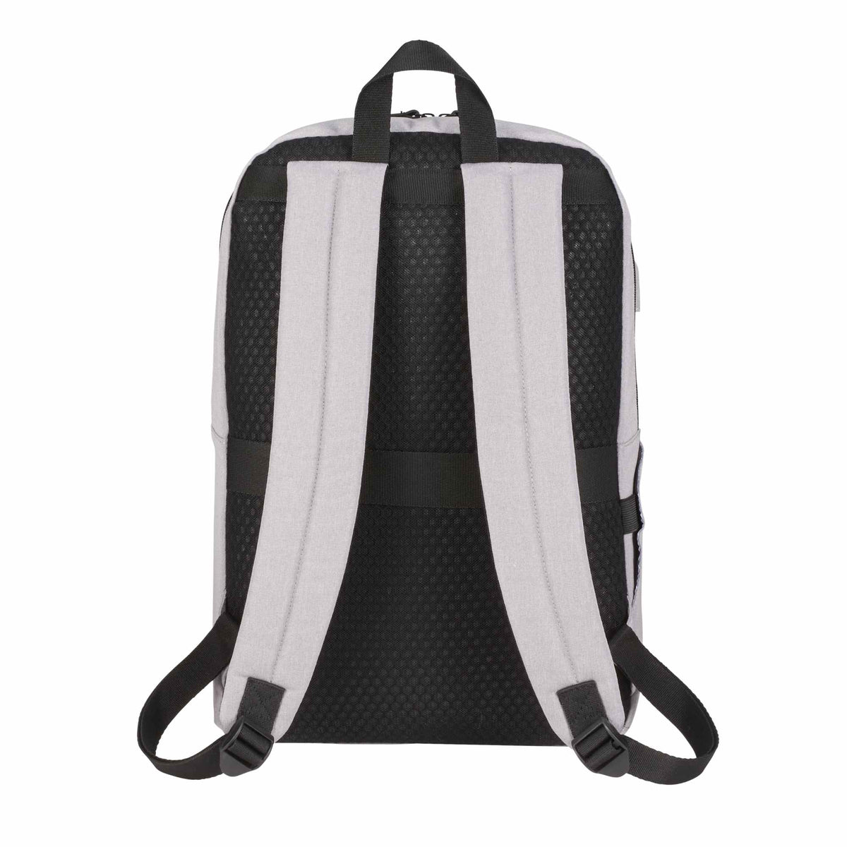 Whitby Slim Laptop Backpack with USB Port, 15 Inch Debossing - Navy/Gray - Back