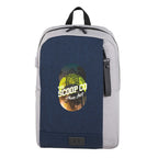 Whitby Slim Laptop Backpack with USB Port, 15 Inch Embroidery - Navy/Gray - Front 2