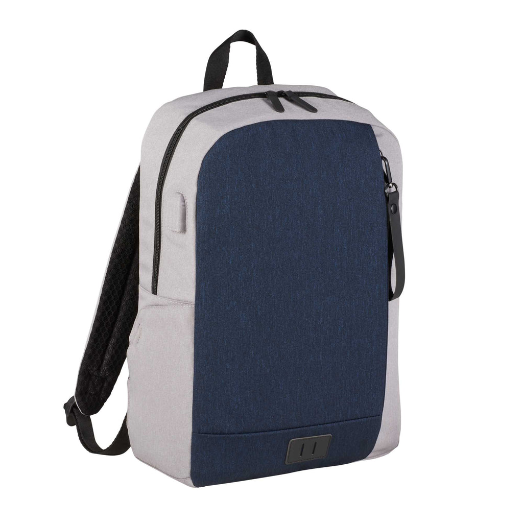 Whitby Slim Laptop Backpack with USB Port, 15 Inch Embroidery - Navy/Gray - Photo 5