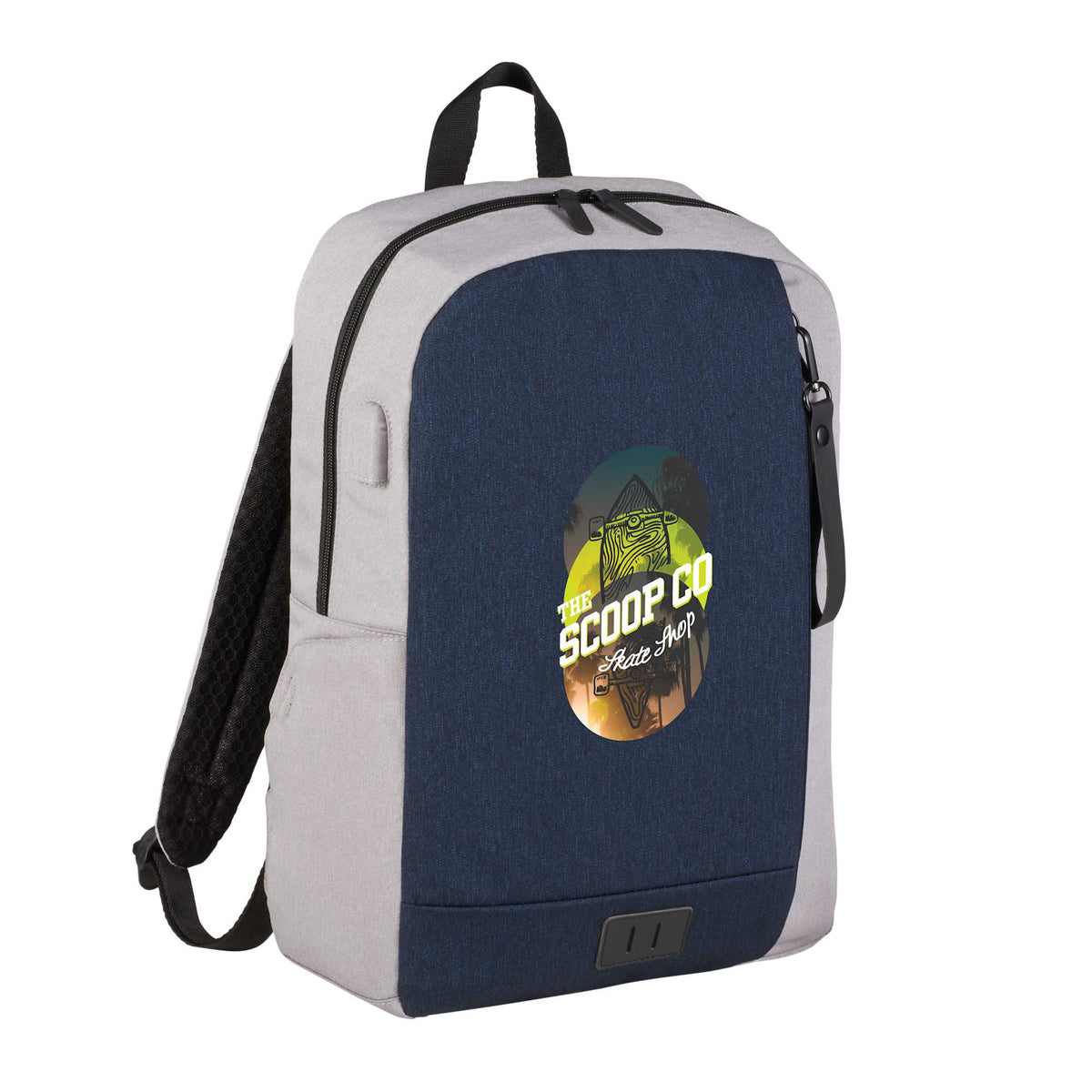 Whitby Slim Laptop Backpack with USB Port, 15 Inch - Navy/Gray - Photo