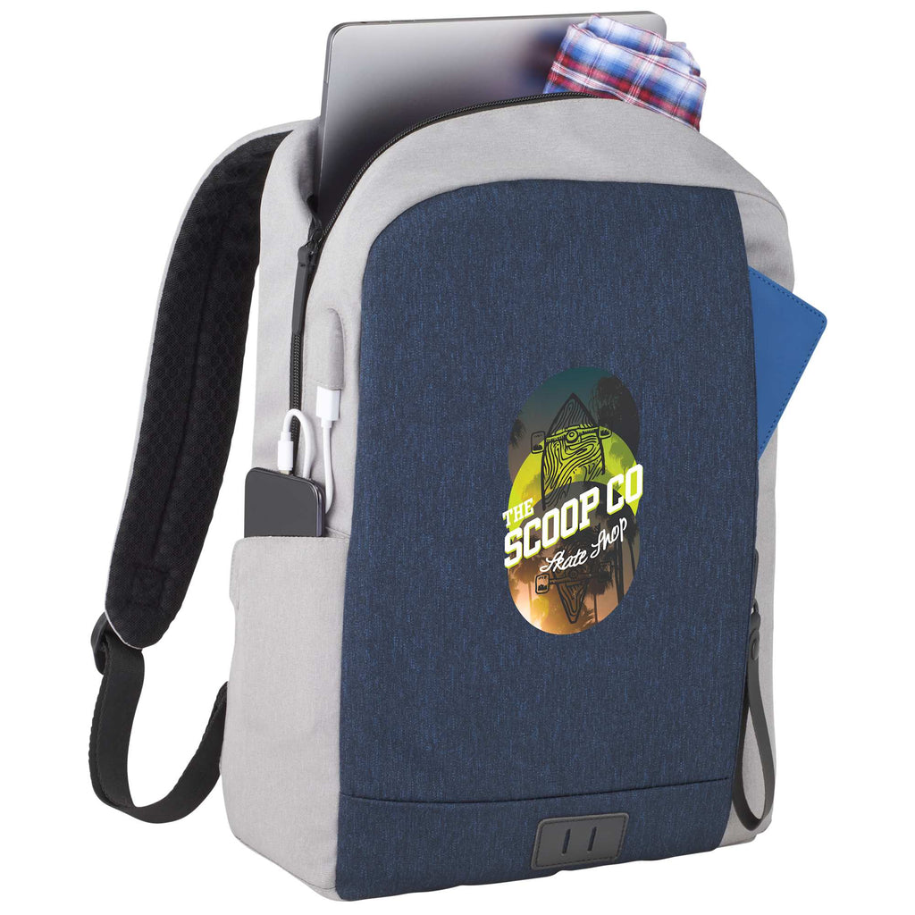 Whitby Slim Laptop Backpack with USB Port, 15 Inch Transfer - Navy/Gray - Photo 2