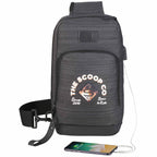 Whitby Sling Bag with USB Charging Port Debossing - Charcoal - Front