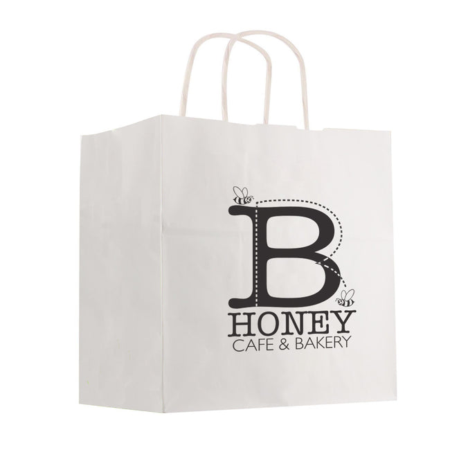 White Kraft Paper Shopping Bag, 10 x 10 Inches