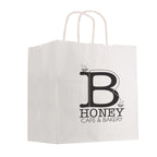 White Kraft Paper Shopping Bag, 10 x 10 Inches - White - Flexography