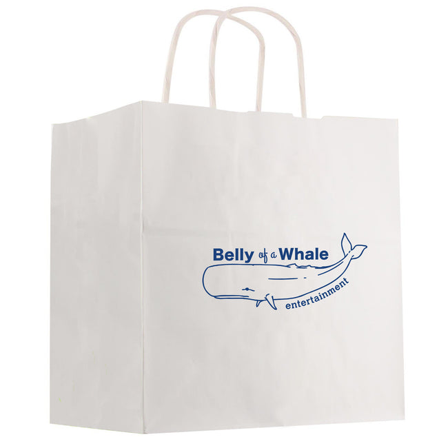 White Kraft Paper Shopping Bag, 13 x 13 Inches