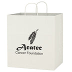 White Kraft Paper Shopping Bag, 14 x 15 Inches - White - Flexography
