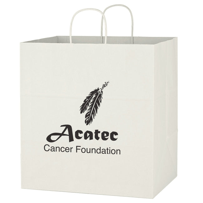 White Kraft Paper Shopping Bag, 14 x 15 Inches