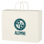 White Kraft Paper Shopping Bag, 16 x 12.5 Inches - White - Flexography
