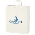 White Kraft Paper Shopping Bag, 16 x 19 Inches - White - Flexography
