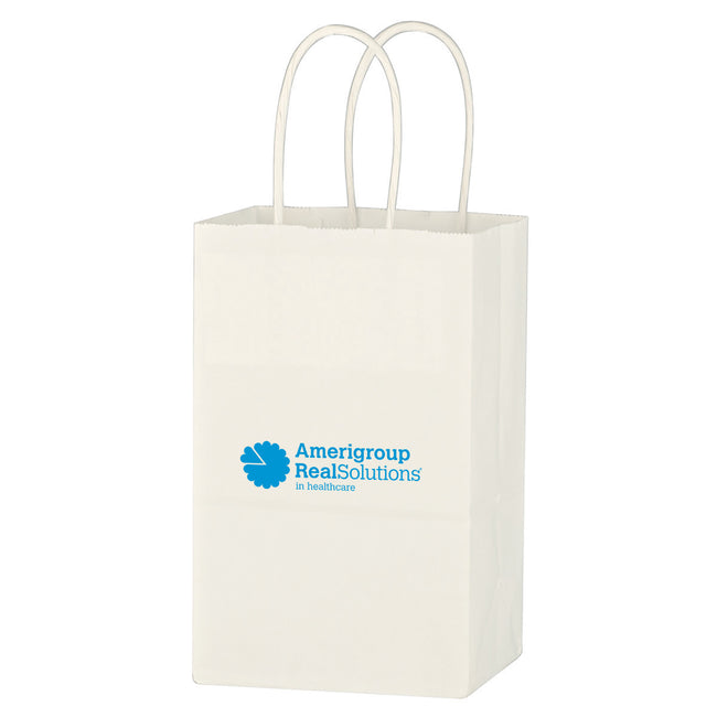 White Kraft Paper Shopping Bag, 5.25 x 8.25 Inches
