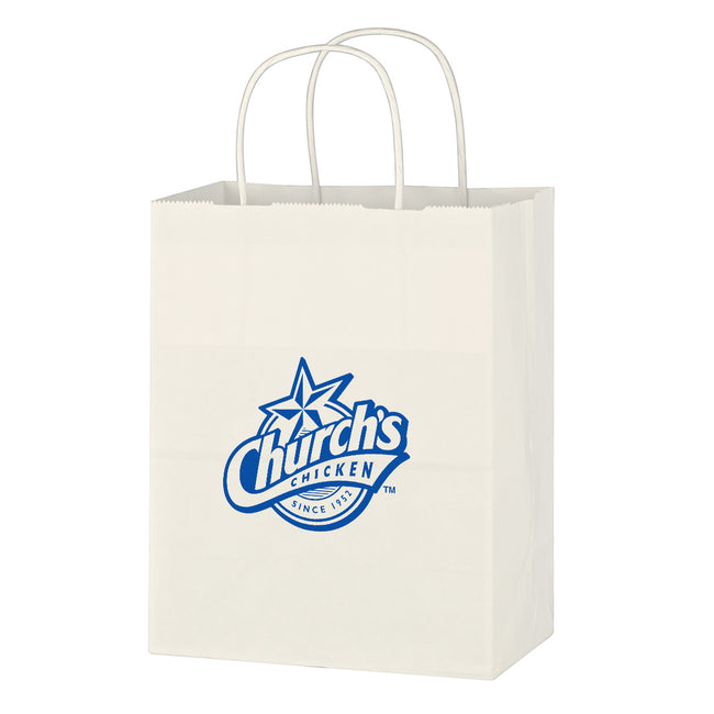 White Kraft Paper Shopping Bag, 8 x 10.25 Inches