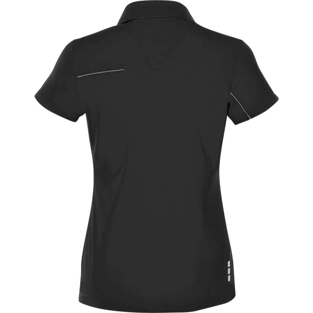 Wilcox Asymmetric Performance Polo for Women Transfer - Black/Steel Grey - Back Flat