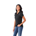 Wilcox Asymmetric Performance Polo for Women Transfer - Black/Steel Grey - On Model