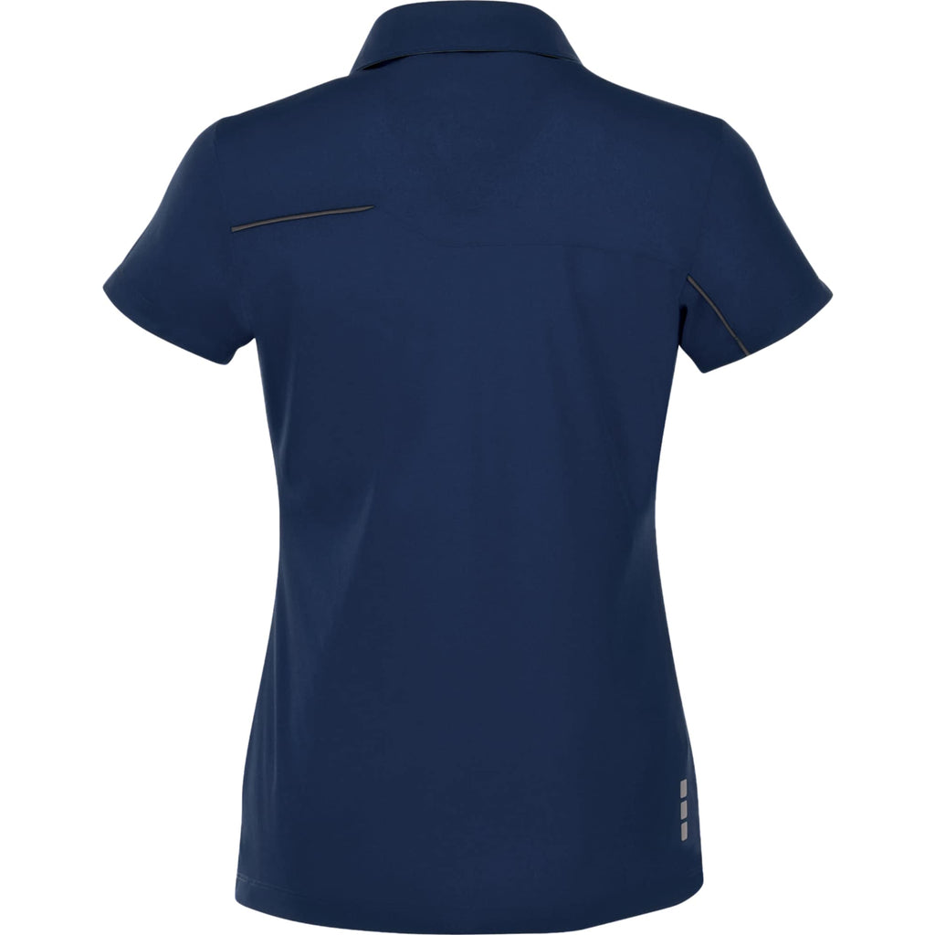 Wilcox Asymmetric Performance Polo for Women Transfer - Navy/Steel Grey - Back Flat