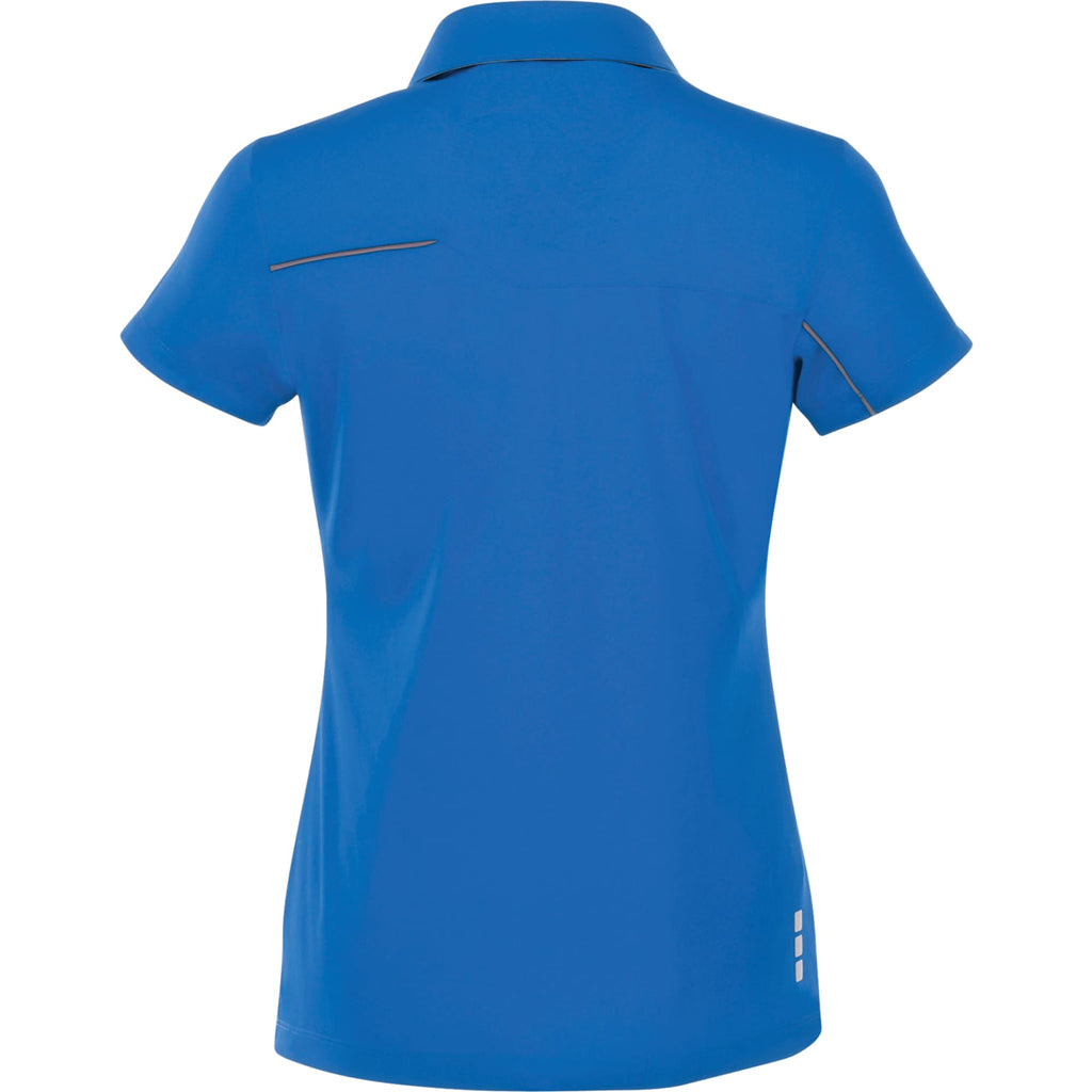 Wilcox Asymmetric Performance Polo for Women Transfer - Olympic Blue/Steel Grey - Back Flat