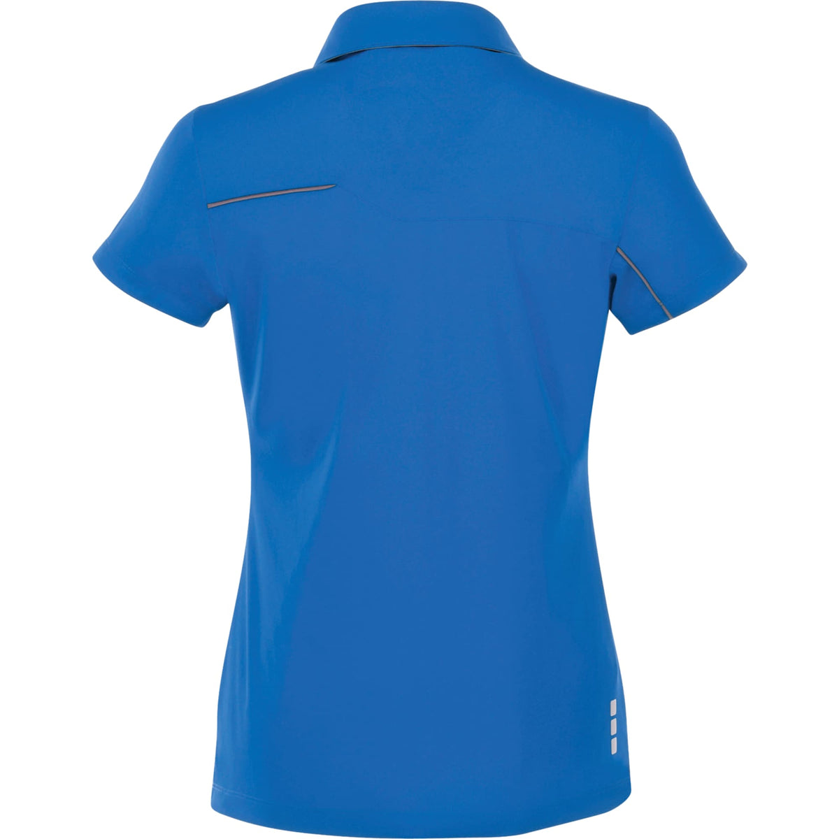 Wilcox Asymmetric Performance Polo for Women Transfer - Olympic Blue/Steel Grey - Back Flat