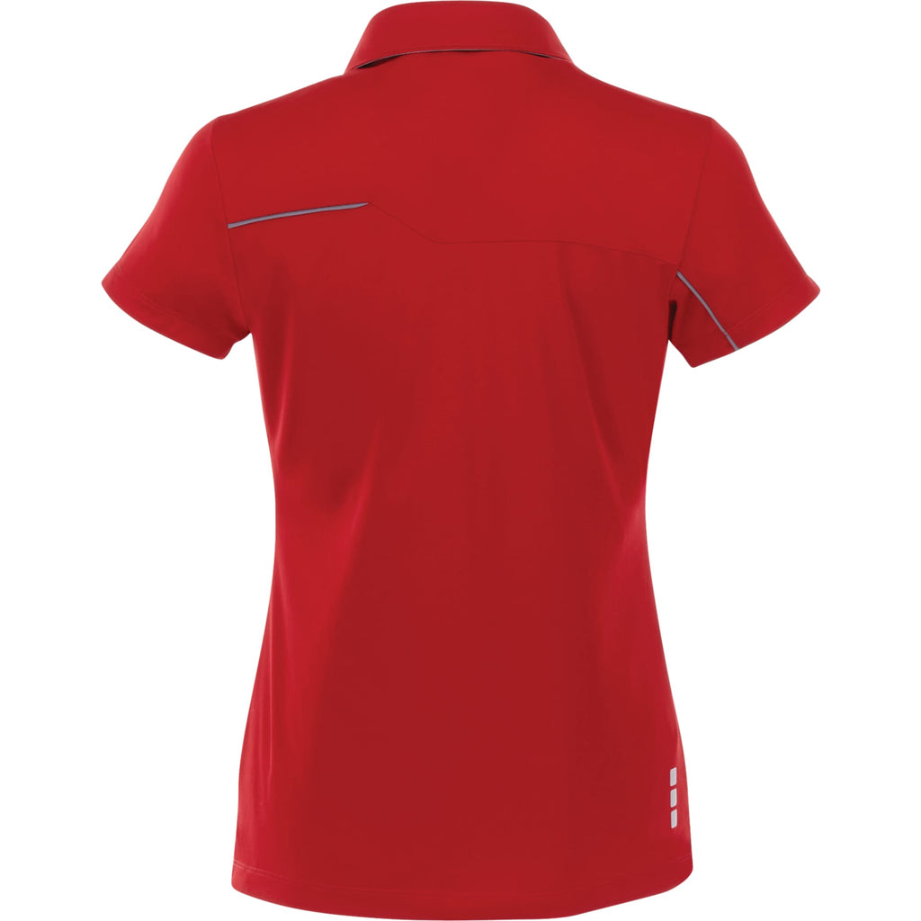 Wilcox Asymmetric Performance Polo for Women Transfer - Team Red/Steel Grey - Back Flat
