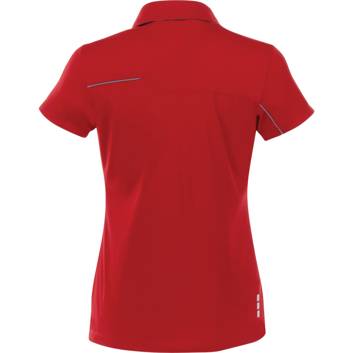 Wilcox Asymmetric Performance Polo for Women Transfer - Team Red/Steel Grey - Back Flat