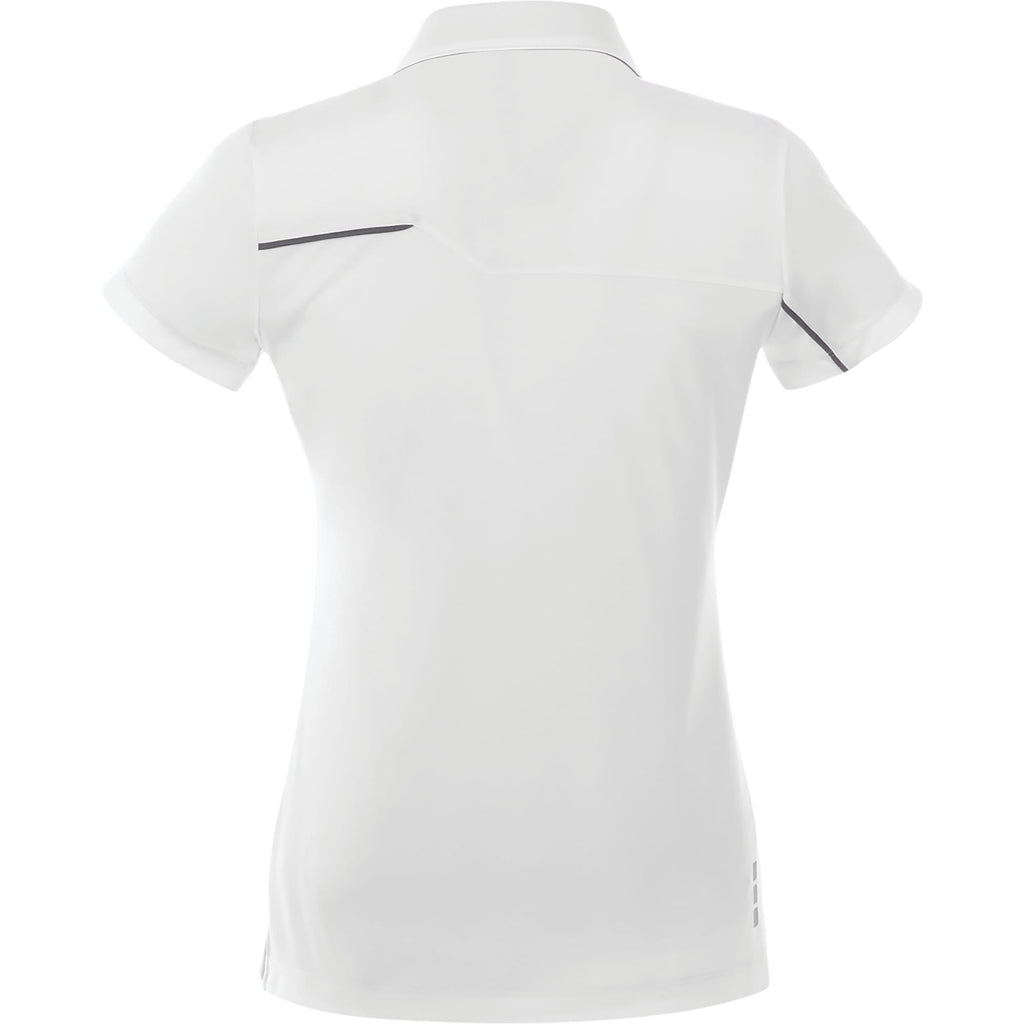 Wilcox Asymmetric Performance Polo for Women Transfer - White/Steel Grey - Back Flat