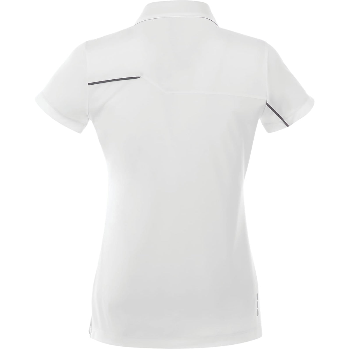 Wilcox Asymmetric Performance Polo for Women Transfer - White/Steel Grey - Back Flat