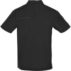 Wilcox Asymmetrical Performance Polo for Men Embroidery - Black/Steel Grey - Back Flat